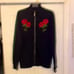 Gorgeous London made embroidered roses off white styled thick zipper front green