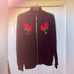 Gorgeous London made embroidered roses off white styled thick zipper front green
