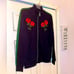 Gorgeous London made embroidered roses off white styled thick zipper front green