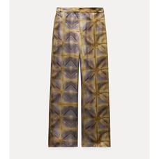 NWT Zara Collection Satin Effect Geometric Wide Leg Pants • Size XS