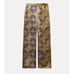 NWT Zara Collection Satin Effect Geometric Wide Leg Pants • Size XS