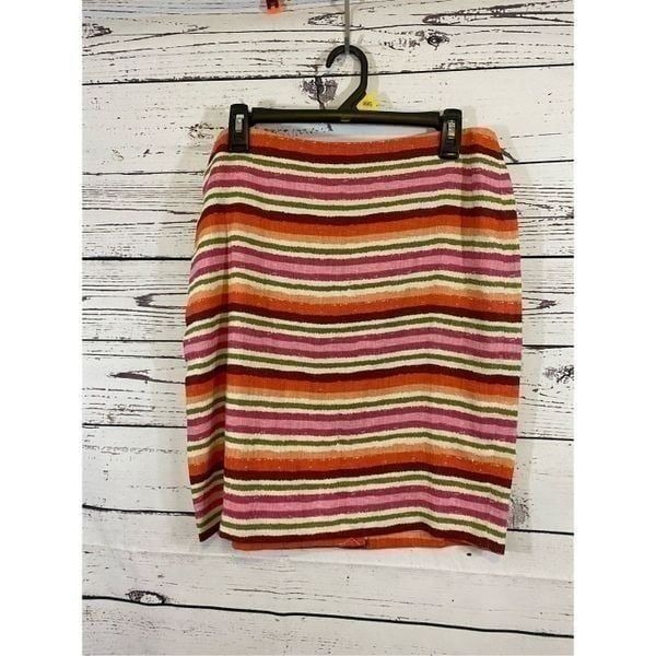Talbots Linen Striped Pencil Skirt Size 10 Petite NWT