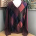American Blue 100% Cashmere Argyle Sweater Mens size L - Red Black Old Money EUC