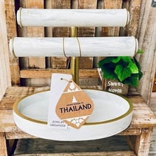 NWT Made in Thailand Gorgeous jewelry holder Organizer with 2 rods & Oval Tray