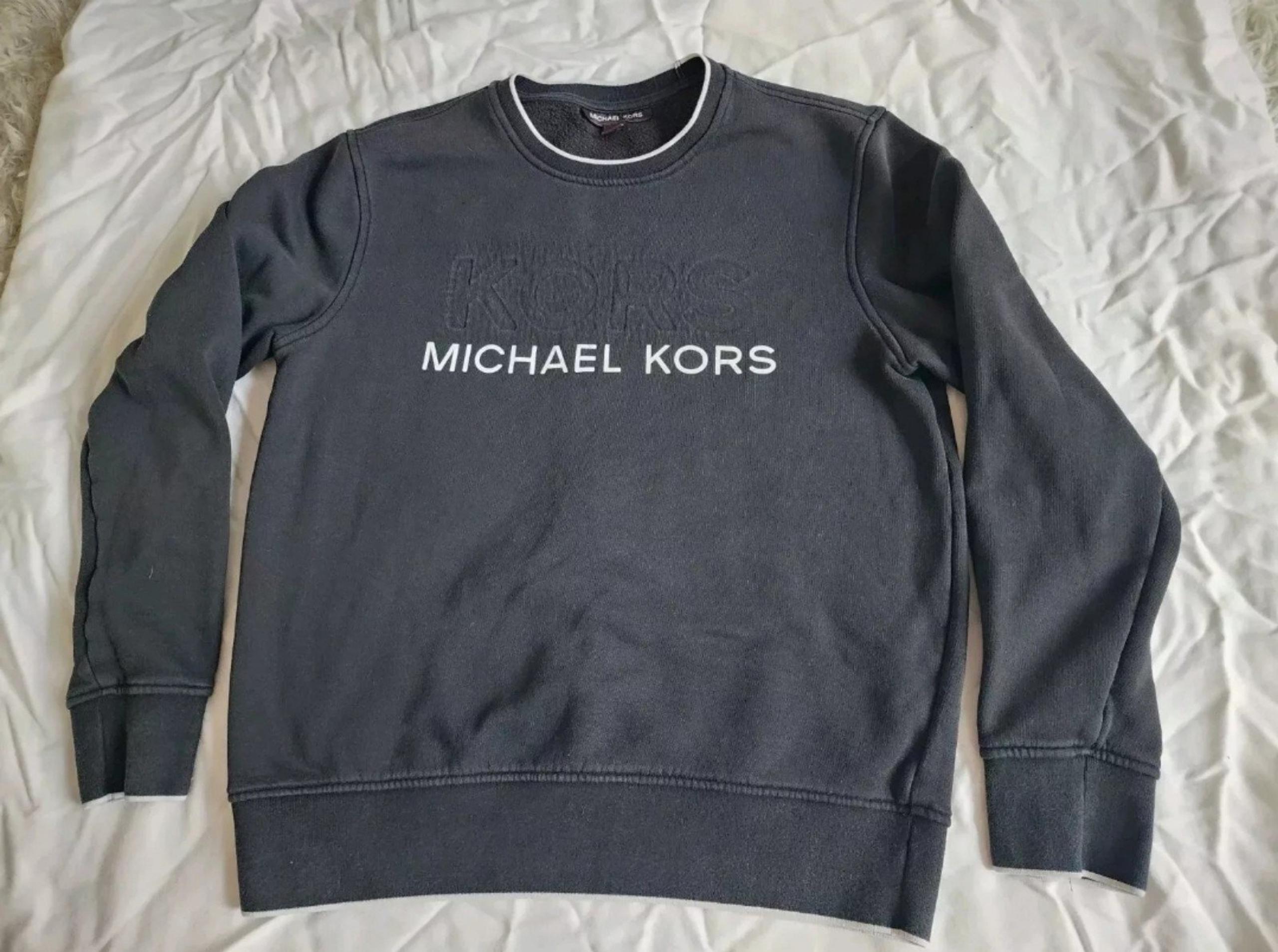 Michael Kors Men's Medium Embossed Logo Pullover Crewneck Sweatshirt Black