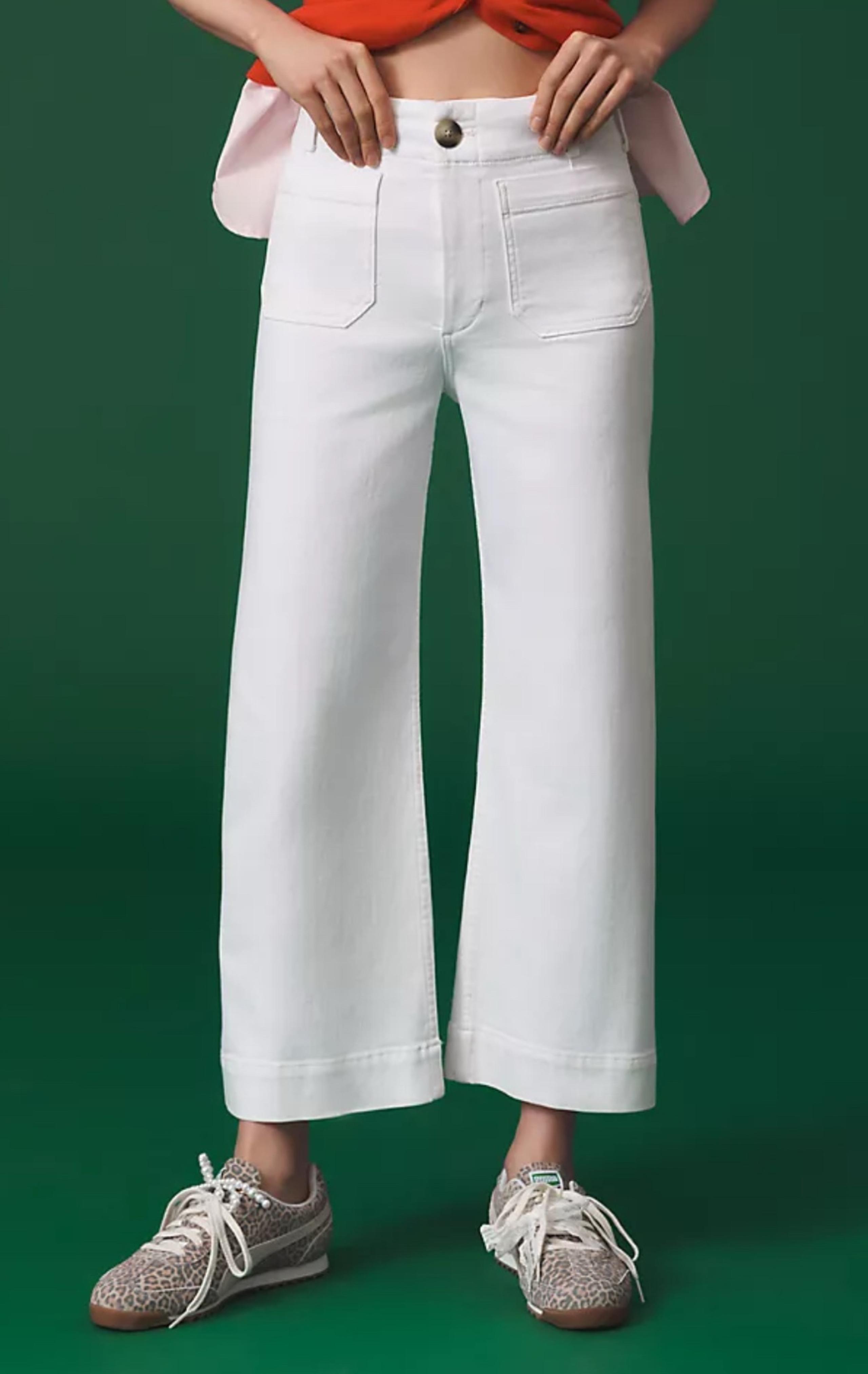 Anthropologie Maeve COLETTE White Crop Wide-Leg High Rise Jeans Size 34