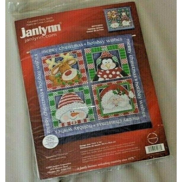 vintage Janlynn Christmas cross stitch tapestry Holiday Wishes #079-0036