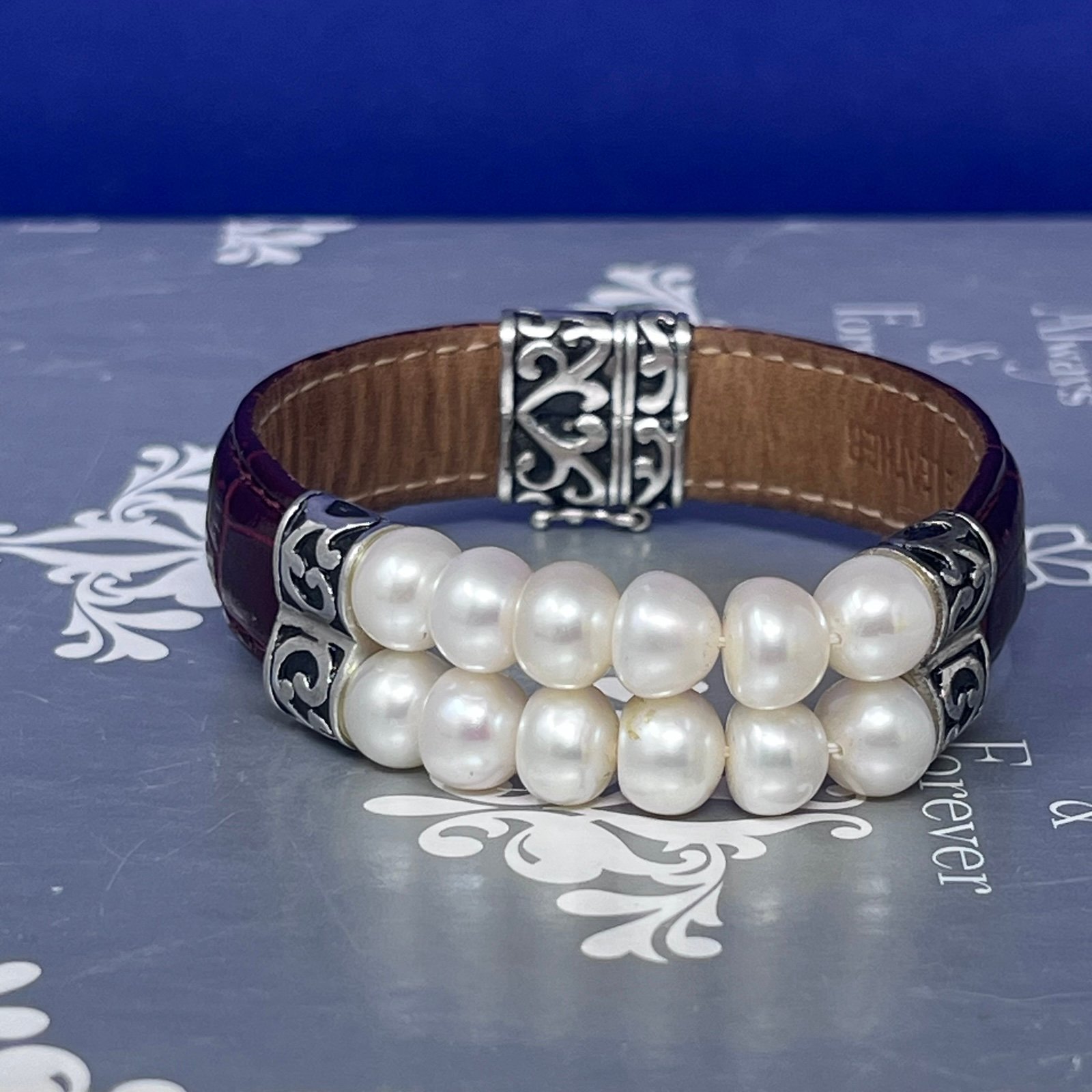Honora Freshwater Pearl Ref Leather Bracelet Sterling Silver Clasp