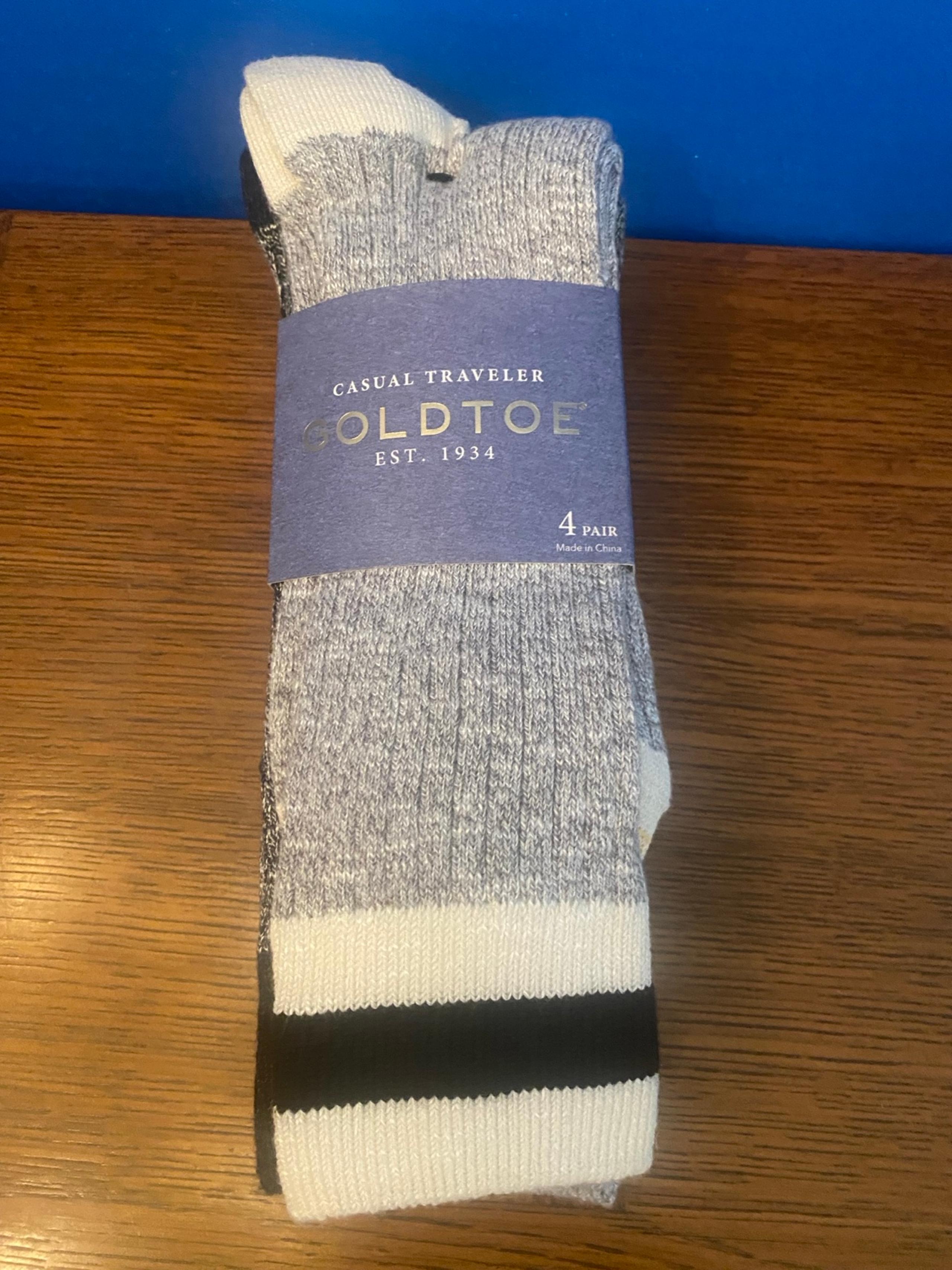 New Mens 4 Pk Gold Toe Casual Traveler Crew Socks