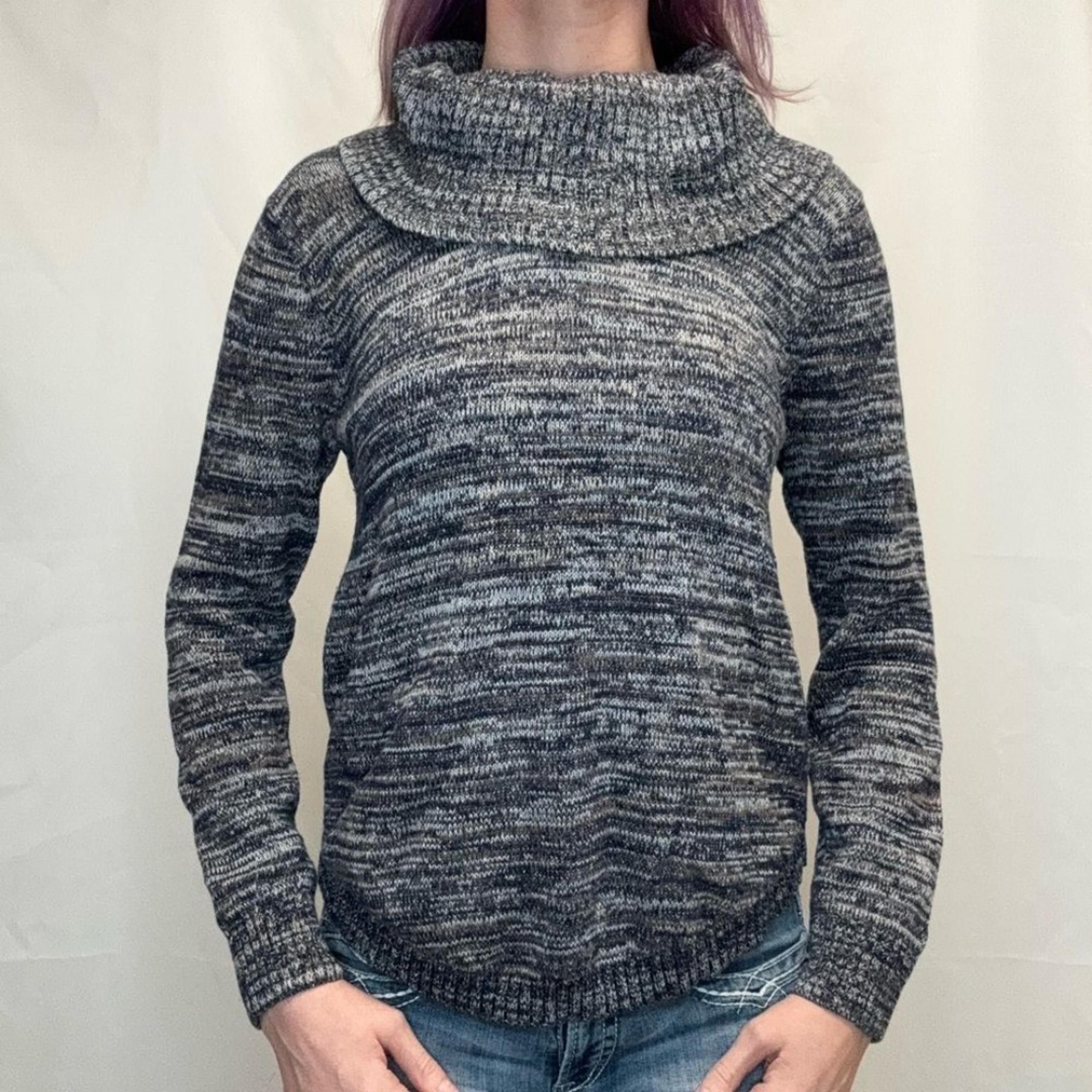 Jeanne Pierre Women's Turtleneck Sweater Blue Green Grey Gray Marl L LG Large