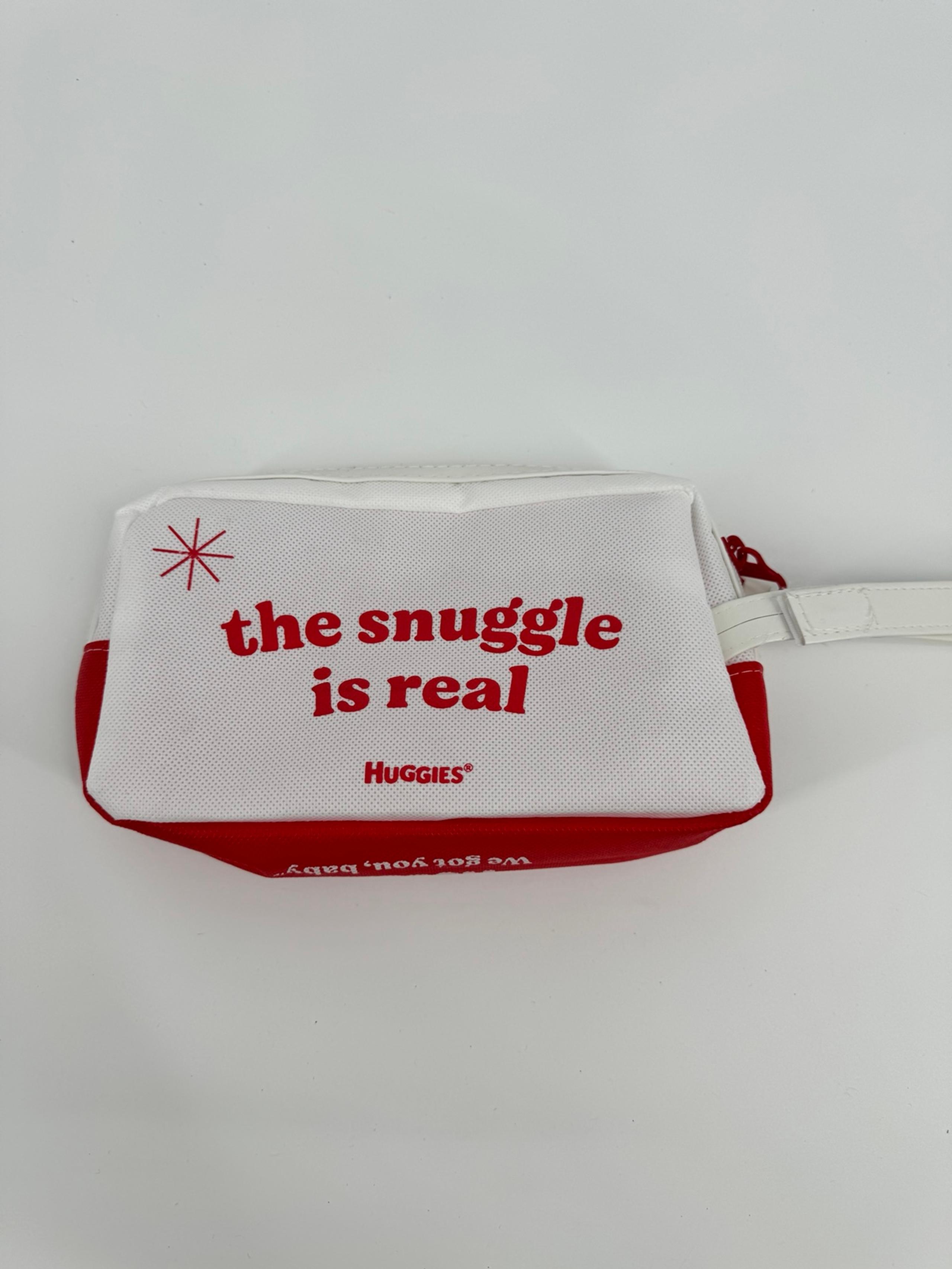 Huggies The Snuggle Is Real Red White Wristlet Clutch Zipper Baby Bag