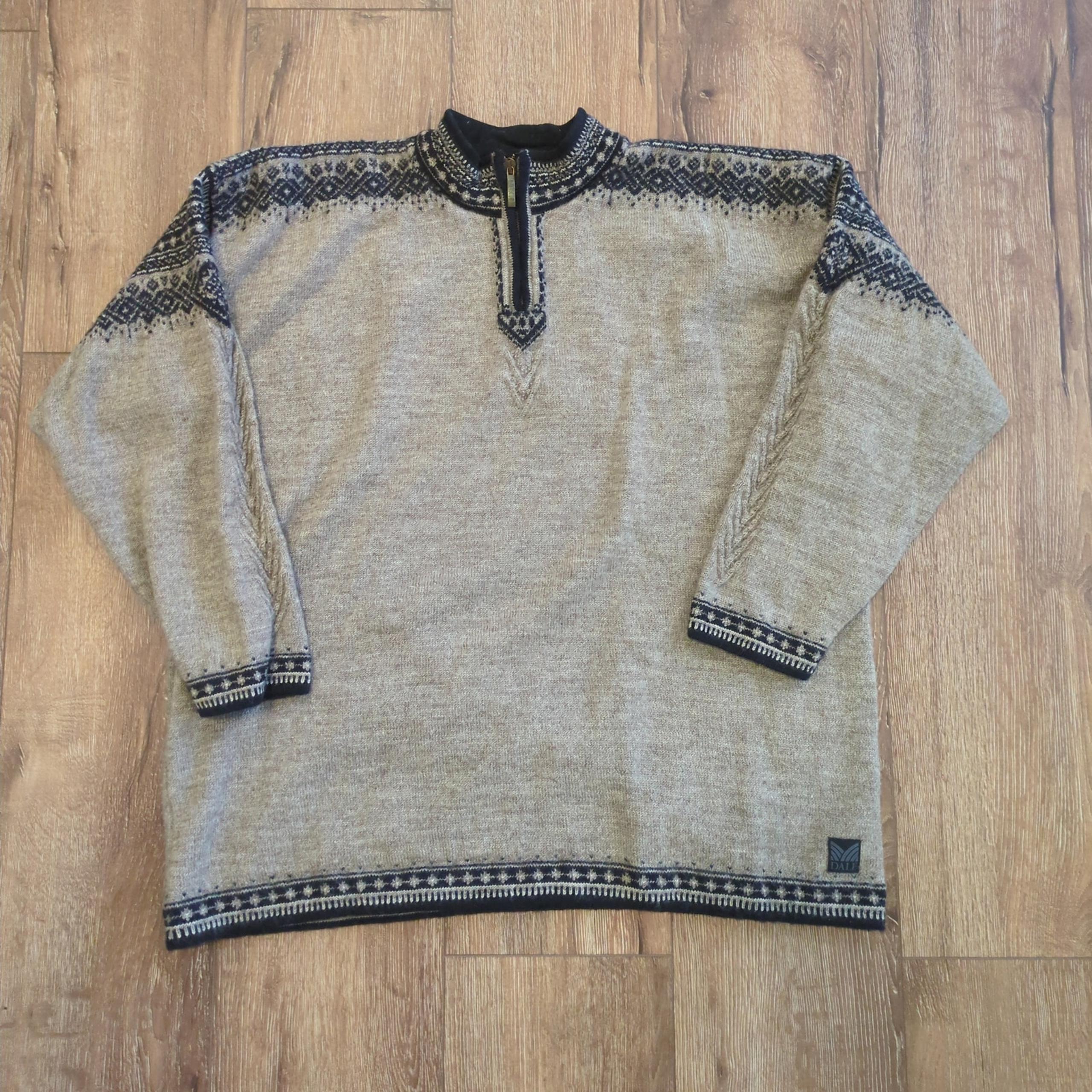 VTG Dale of Norway Men XXL 1/4 Quarter Zip Sweater Winter Grandpa Pure New Wool