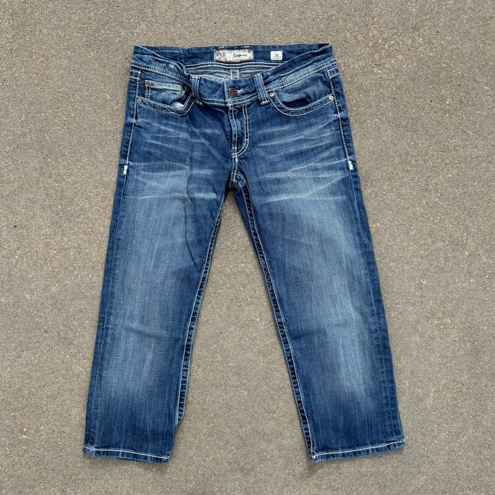 Buckle BKE Sabrina Crop Capri Blue Denim Jeans Size 31 Style BPL1013