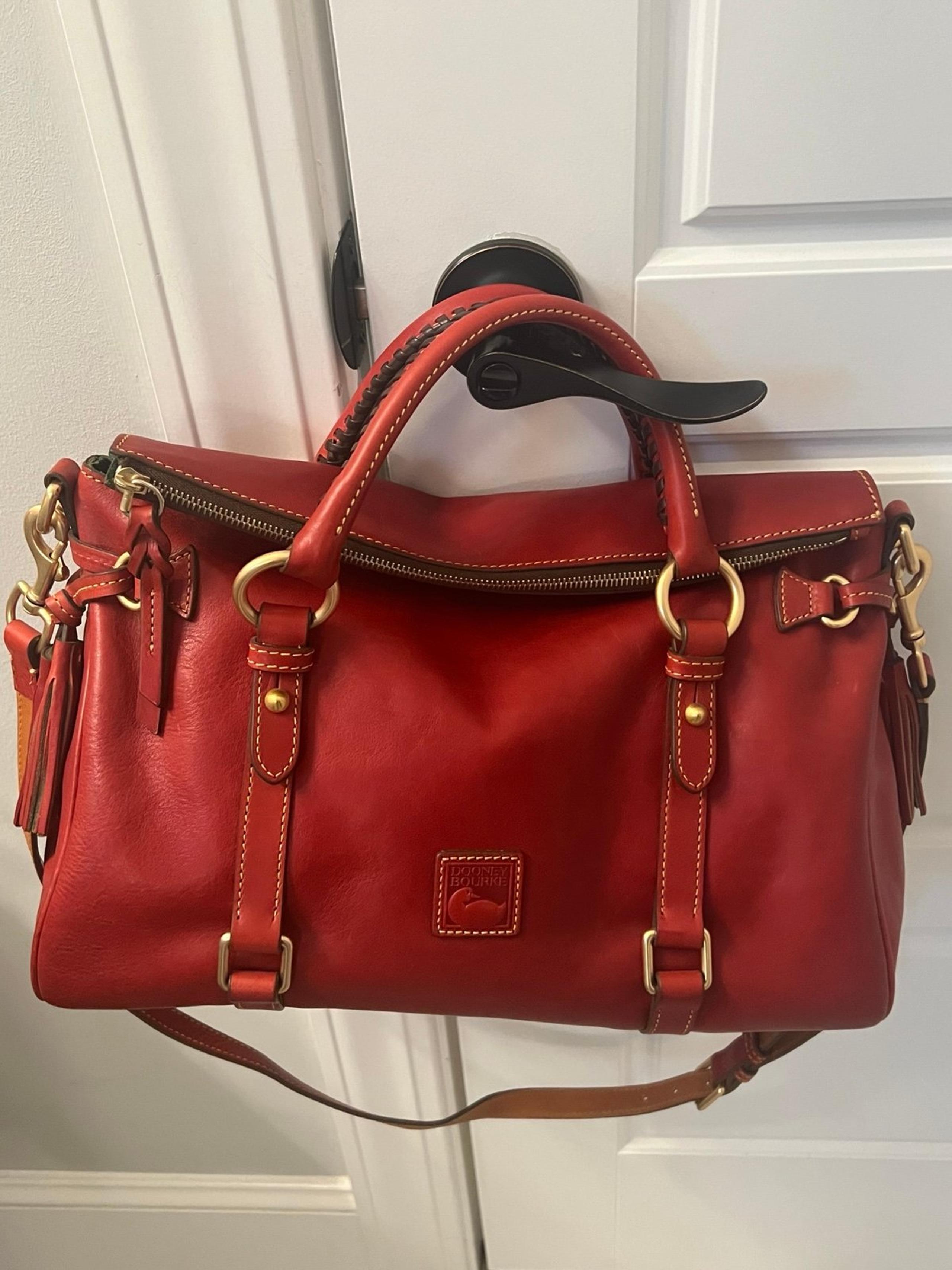 Dooney & Bourke Florentine Large Satchel RED + Coin Pouch (Black)
