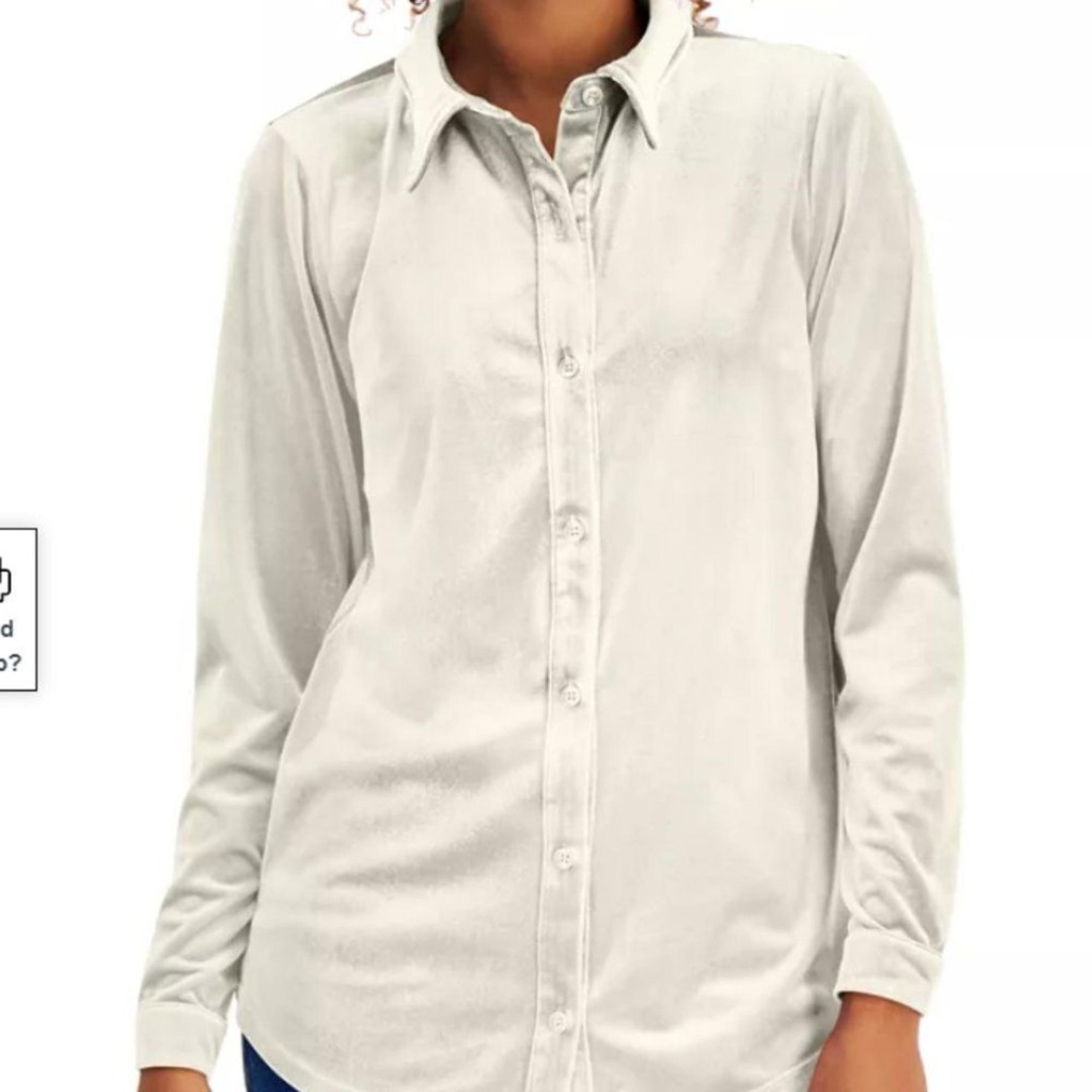 Charter Club Petite Velour Collared Button-Down Shirt
