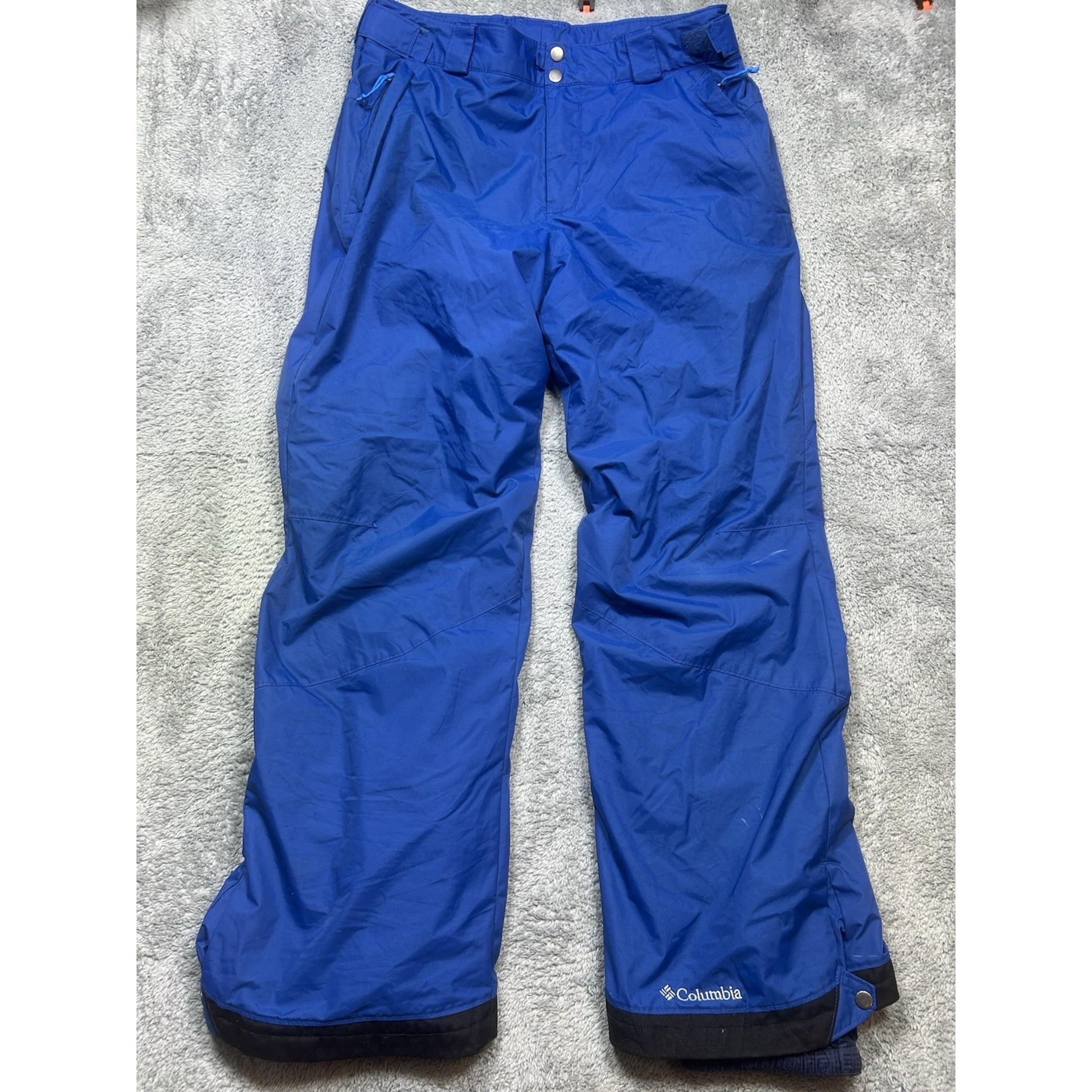 Columbia Omni Tech Snow Pants Mens L Blue Waterproof Breathable Pockets *HOLES