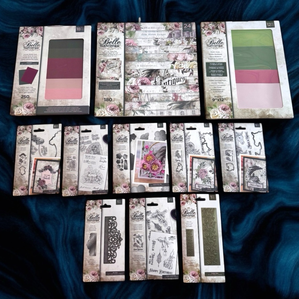 11 Pc Lot Paper Crafting Romantic Country Dies Stamps Paper Embossing Folder
