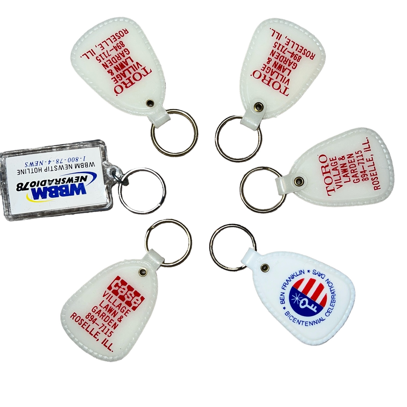 Vintage Advertising Promotional Keychains Glow In The Dark Lot of 6
