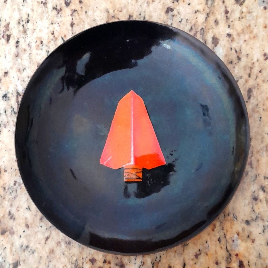 Bovano Of Cheshire CT. Mid Century Enameled Copper, Arrow Head Plate