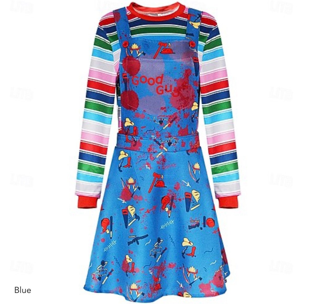 Adult Female Chucky Scary Doll Halloween Costume + Accessories