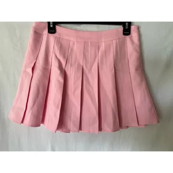 Pink Pleated Mini Skirt High Waisted Tennis Skirt Women's