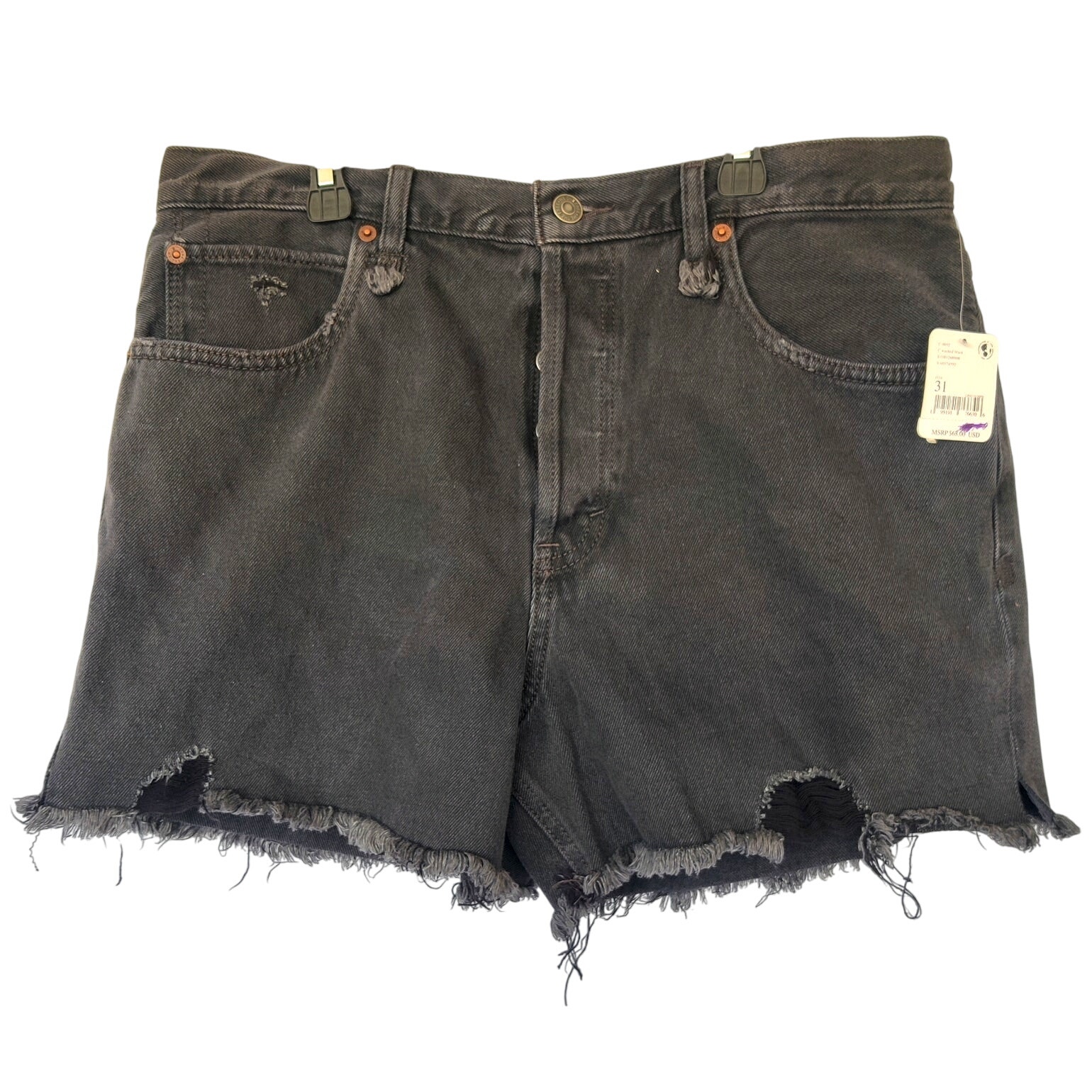 We The Free People Makai Cutoff Jean Shorts Washed Black Size 31 Button Fly