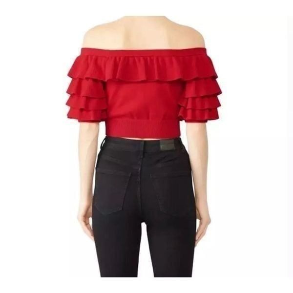 Brand New, No Tags Marissa Webb Red Ruffled Crop Top Blouse Shirt XS