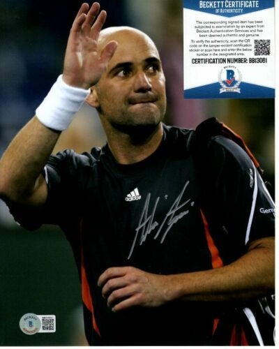 ANDRE AGASSI signed TENNIS 8x10 photo Beckett BAS