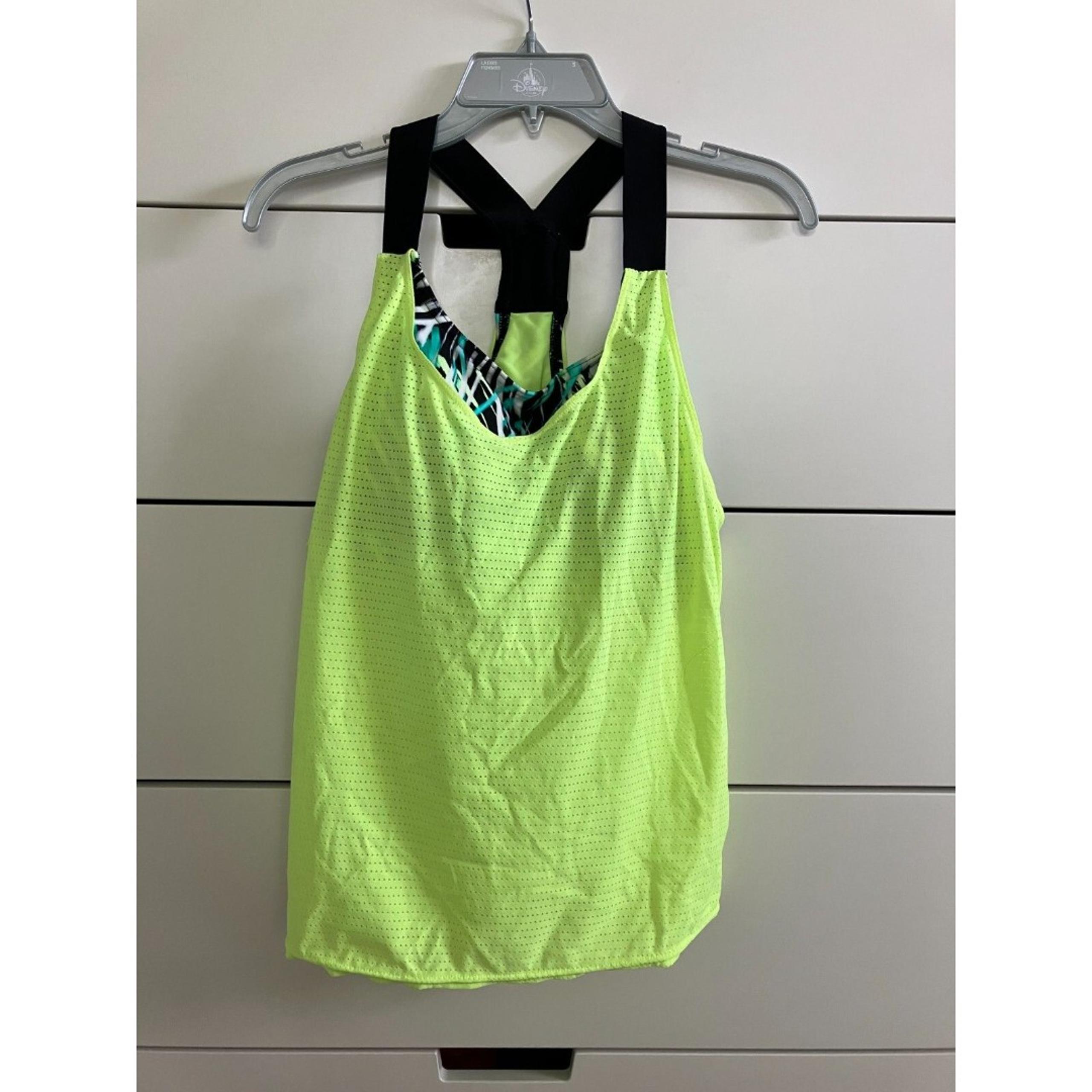 Zeroxposur Women's UPF 50+ Wide Strap Tankini Swimsuit Top Medium Neon Yellow