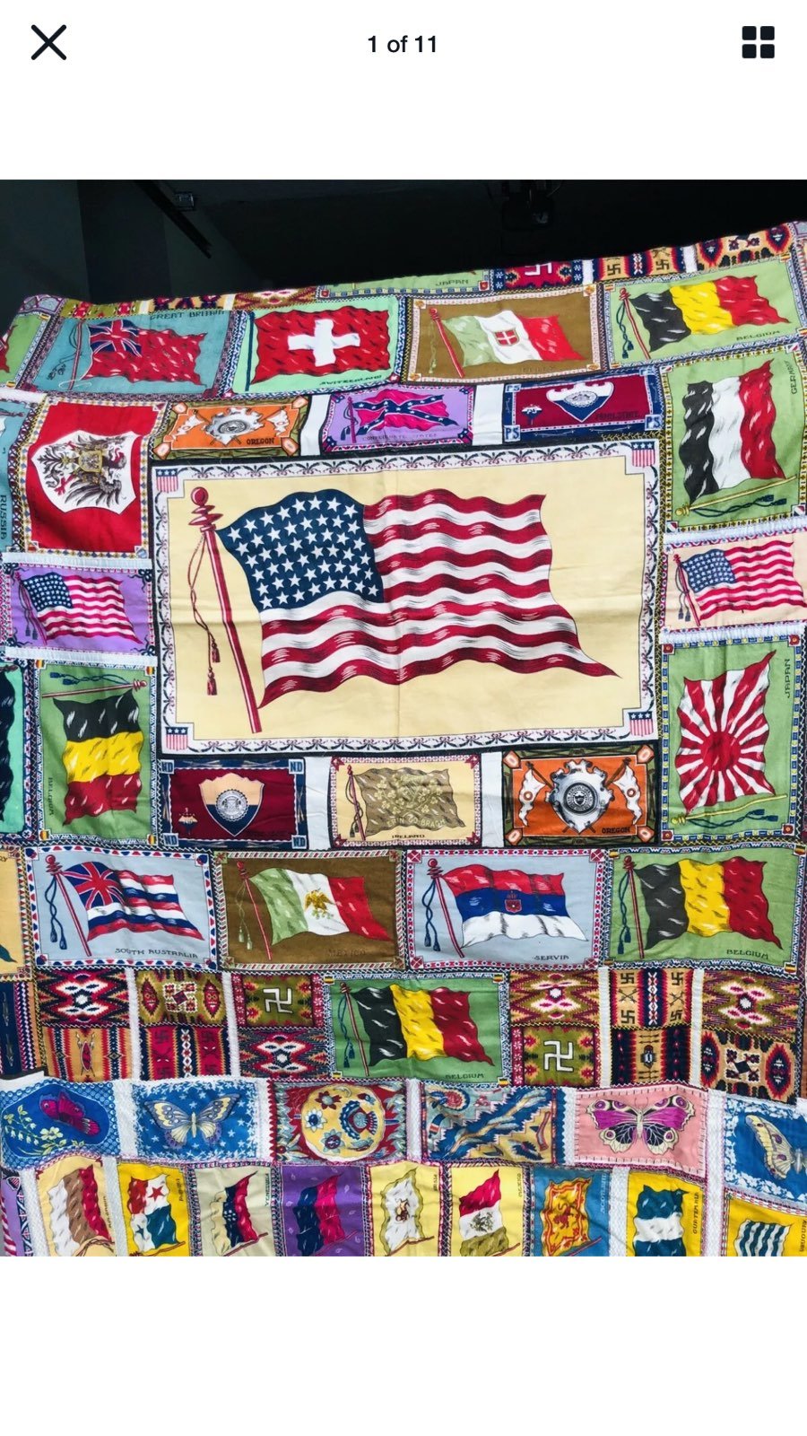 RARE antique 1910-1920 Tabacco Quilt Top