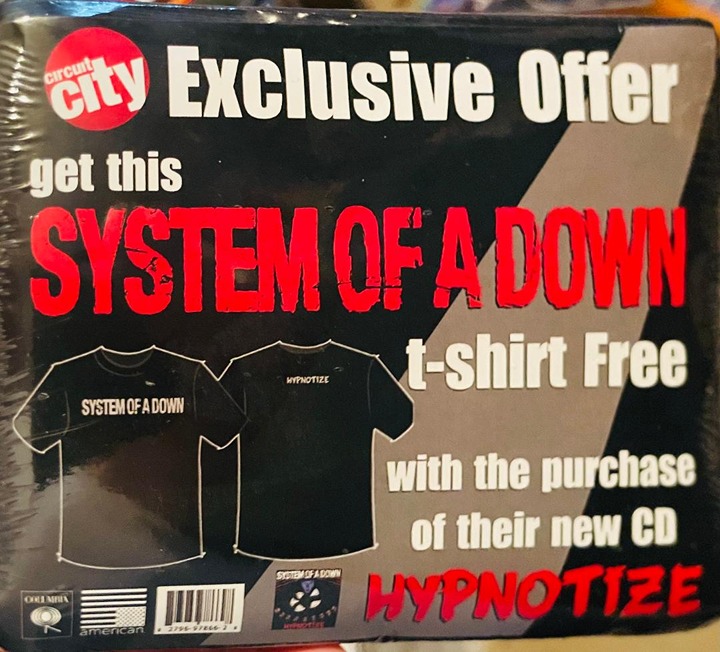SEALED/MINT SYSTEM OF A DOWN Vintage 2005 Hypnotize Circuit City Promo T-Shirt
