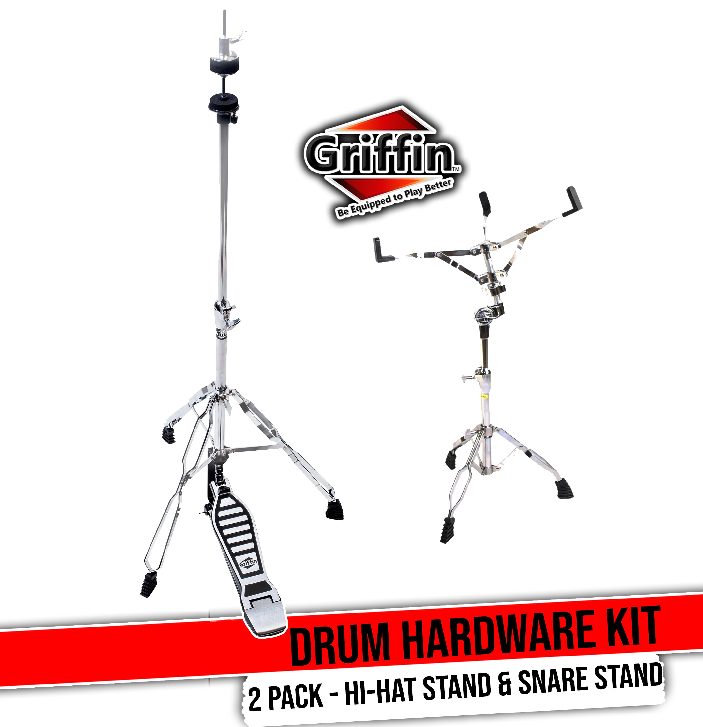 Hi-Hat Stand & Snare Drum Stand | Cymbal Pedal & Mount Basket for Practice Pad