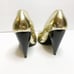 Lanvin 7.5 38.5 Heels Gold Patent Leather Pumps Closed Toe Hiver 2008 Italy
