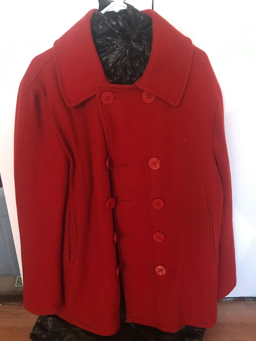 Red pea coat