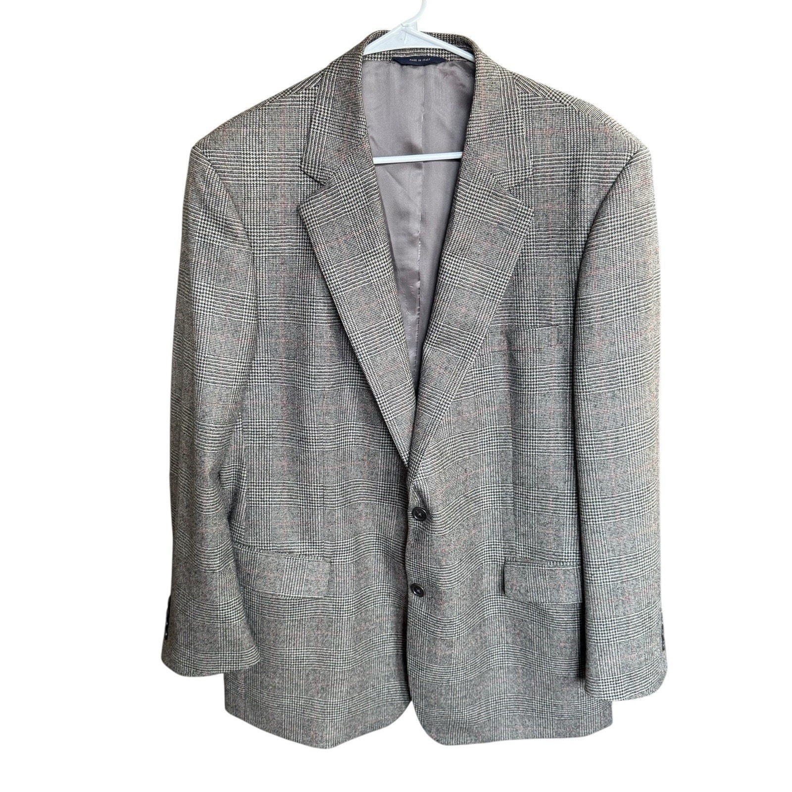 Vtg Brooks Brothers 100% Merino Wool Blazer Men's Loro Piana 46L Gray Plaid