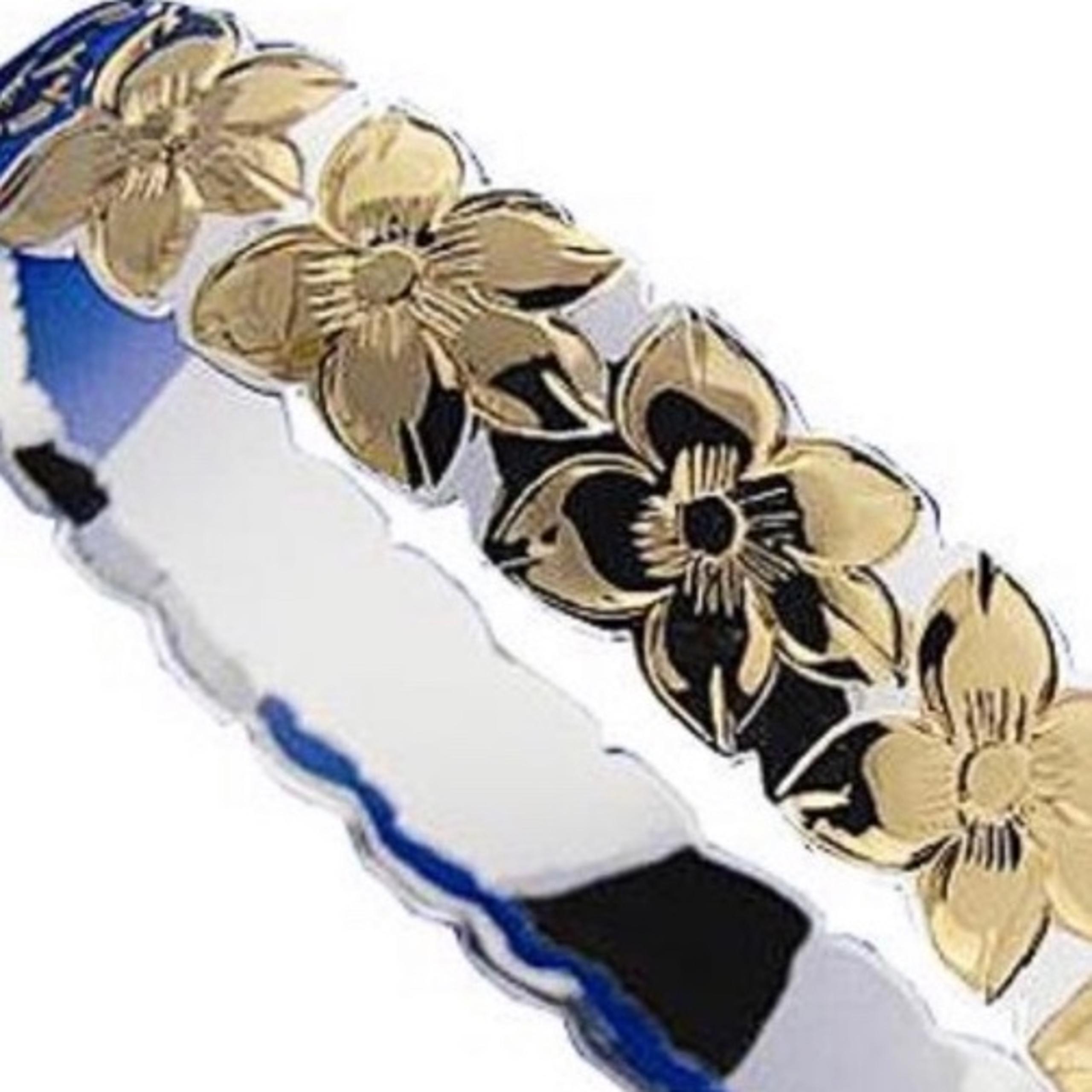 WIDE 10mm plumeria bangle (gold plated ) design - Hawaiian