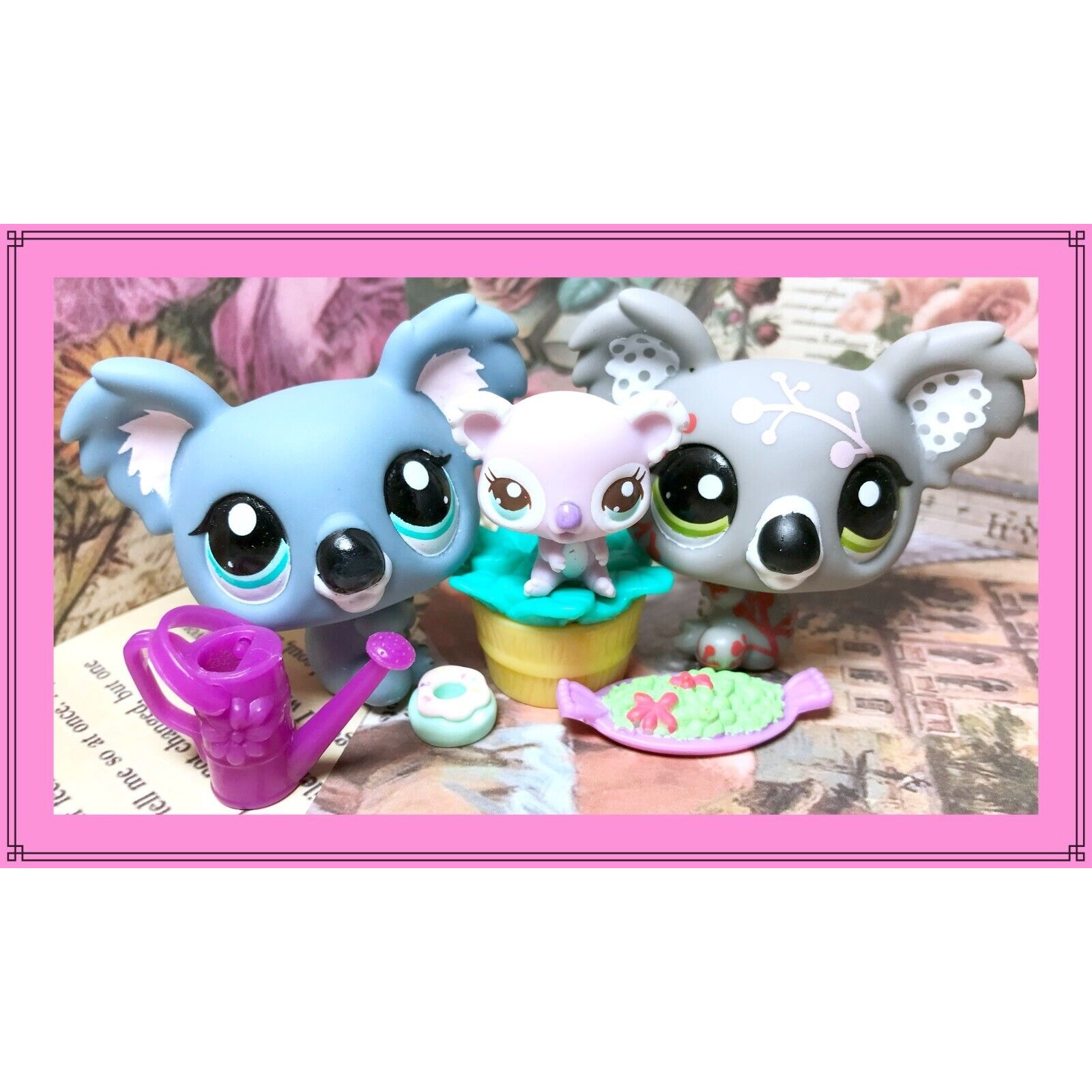 Authentic Littlest Pet Shop LPS 1604 1837 2502 Koala Bear Mom & Baby Accessories