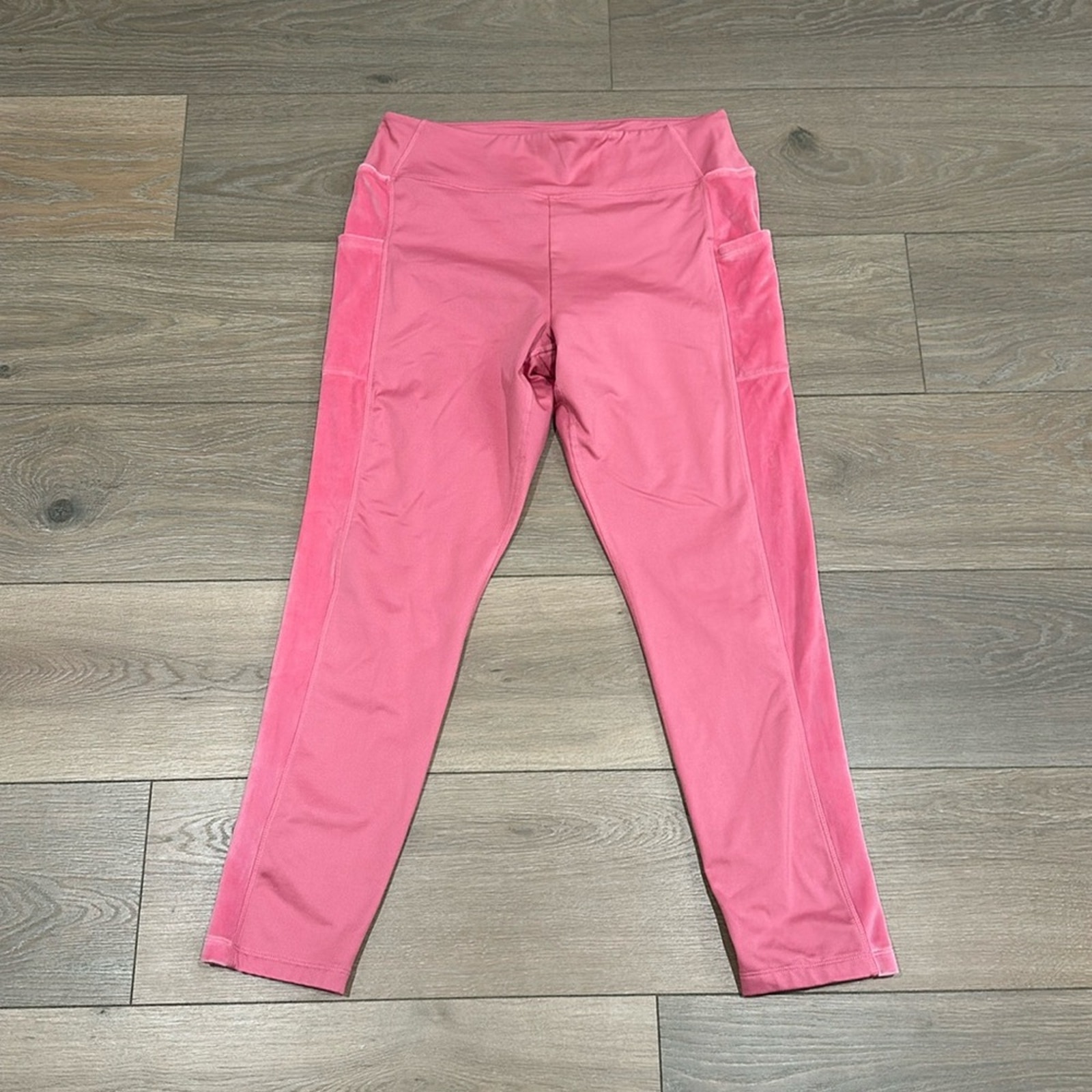 PINK ACTIVE Bubblegum Pink Fleece Lined Velour Trim Side Pocket Lounge Pants XL