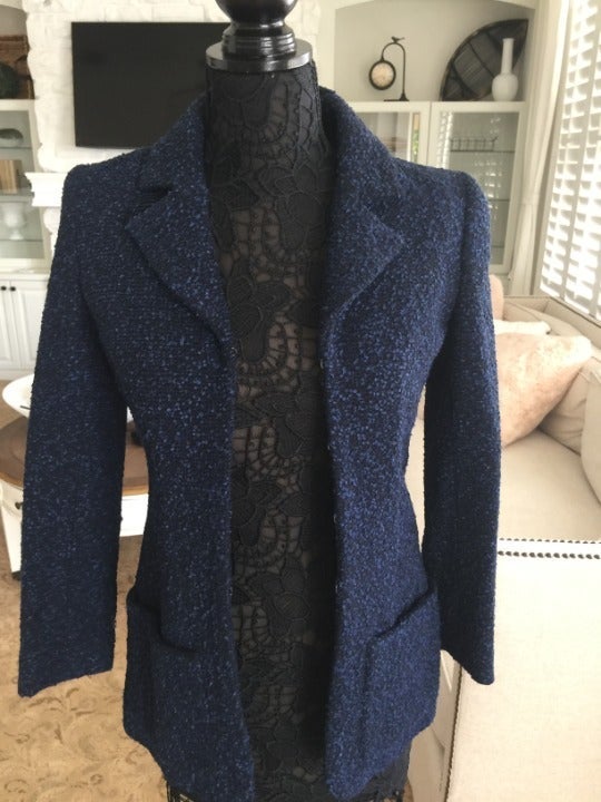Chanel Tweed Boucle Long Blazer Jacket Size 36