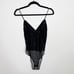 TopShop Velvet Ditsy Floral Embroidered Bodysuit Black Size 8 Snap Bottom Sheer