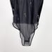 TopShop Velvet Ditsy Floral Embroidered Bodysuit Black Size 8 Snap Bottom Sheer