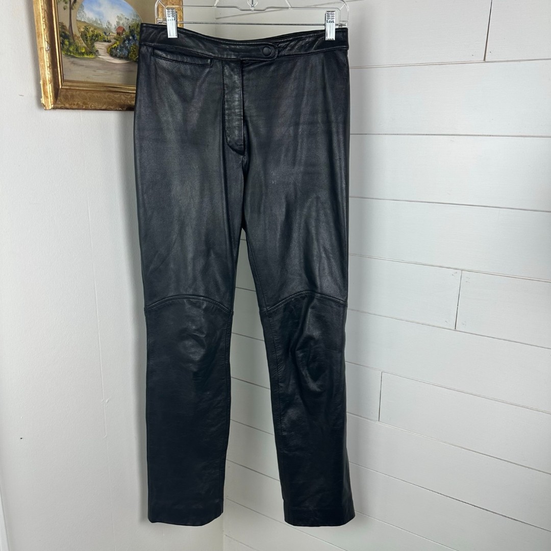 Wilsons Leather Maxima Leather Pants Vtg Black Motorcycle Biker Size 8
