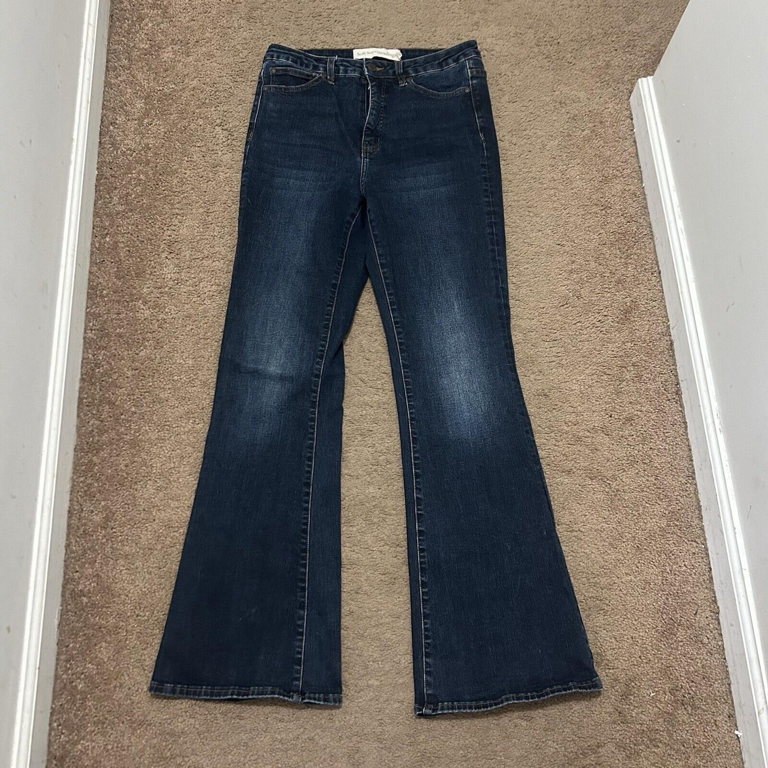 Soft Surroundings Dark Wash Flare Jeans Size 6 Cotton Blend