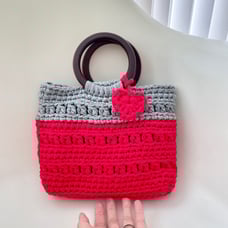 Crocheted Wood Handle Bag