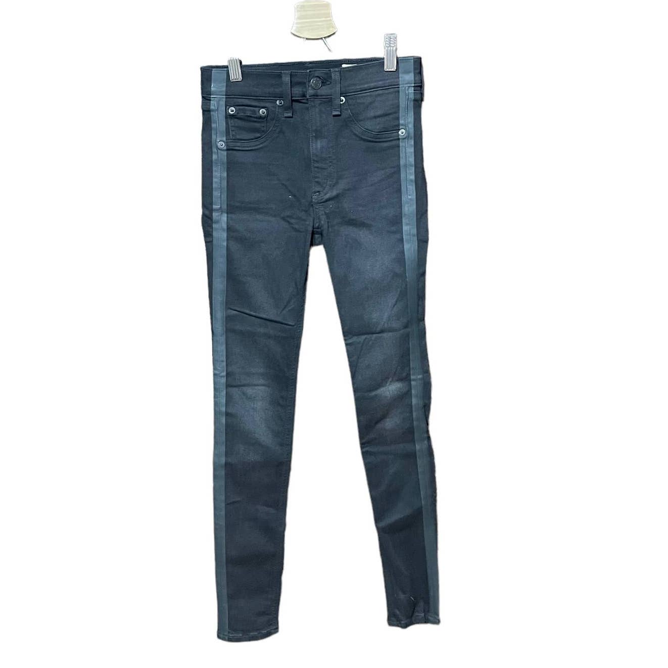 Rag & Bone High-Rise Ankle Skinny Jeans in Washed Black Tux Size 23