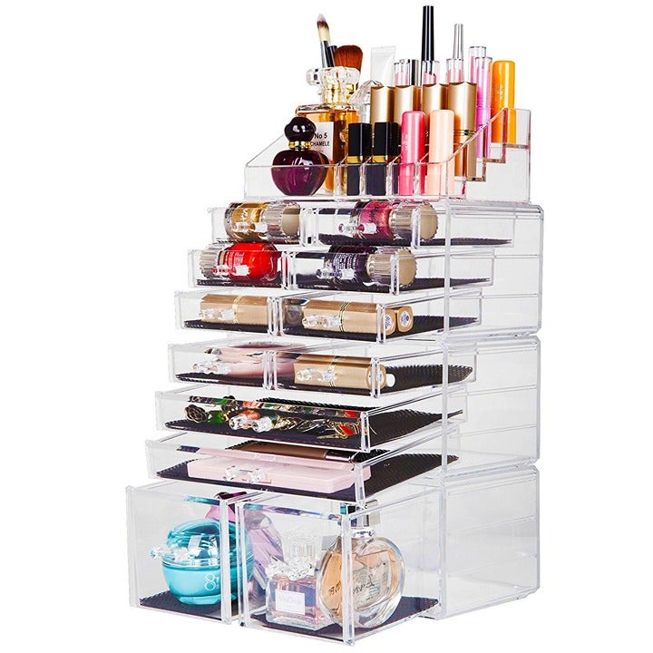 Makeup Cosmetic Organizer Case 4Pcs/Set Plastic Storage Rack Transparent