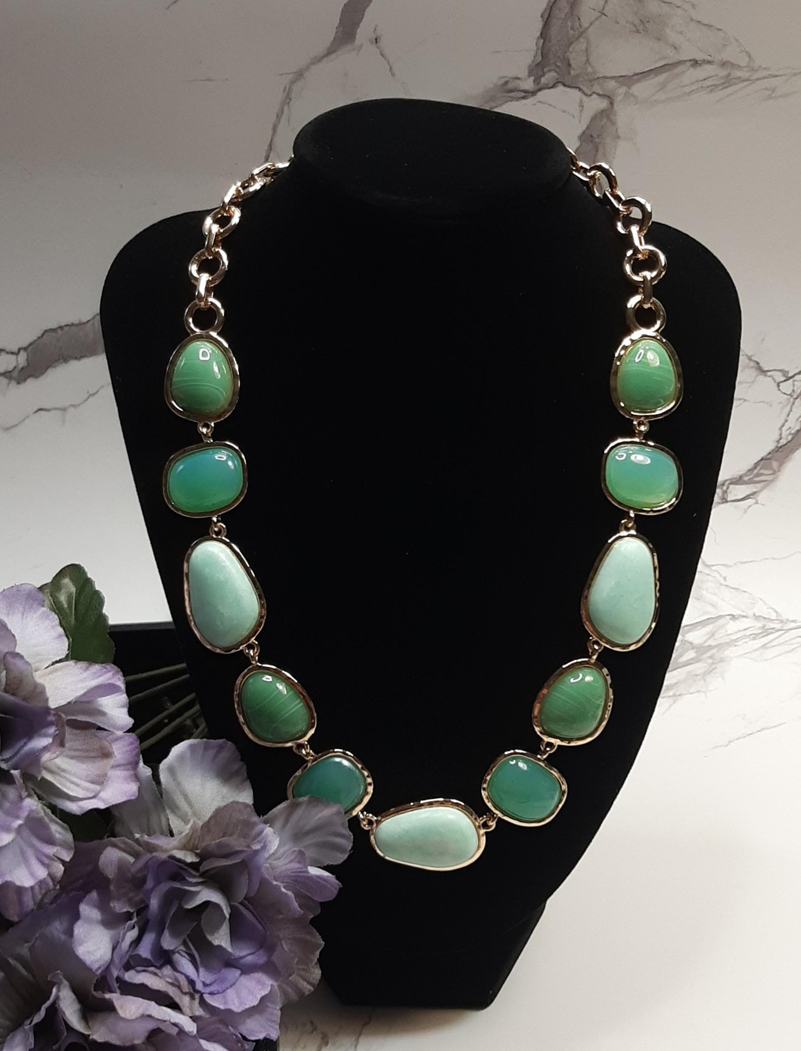 NEW Style & Co Gold & Jade Turquoise Statement Necklace
