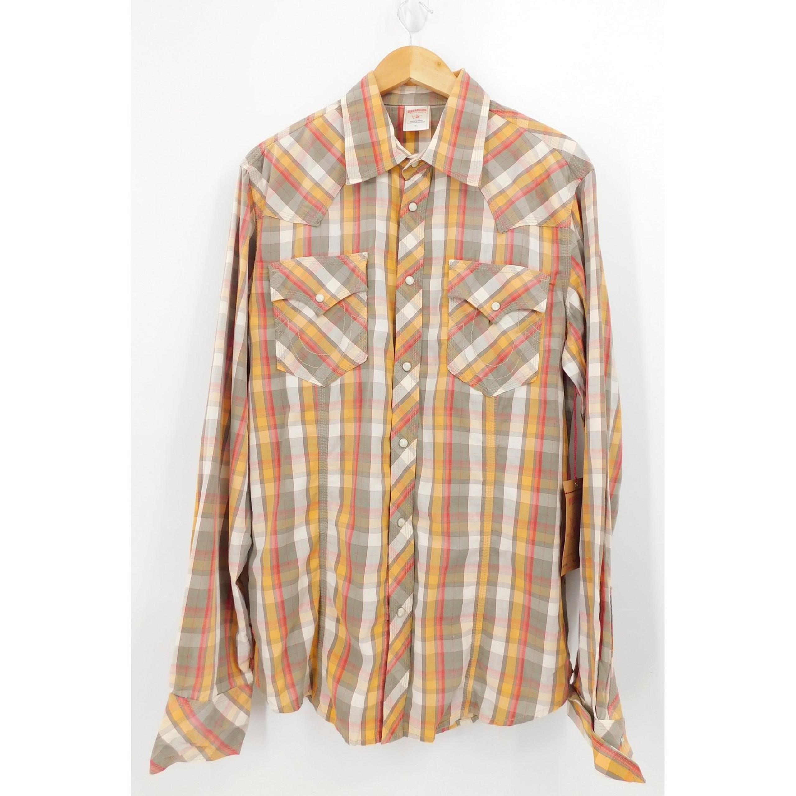 NWT True Religion Men's Checkered Plaid Rocky Pearl Snap Western Shirt Size XL