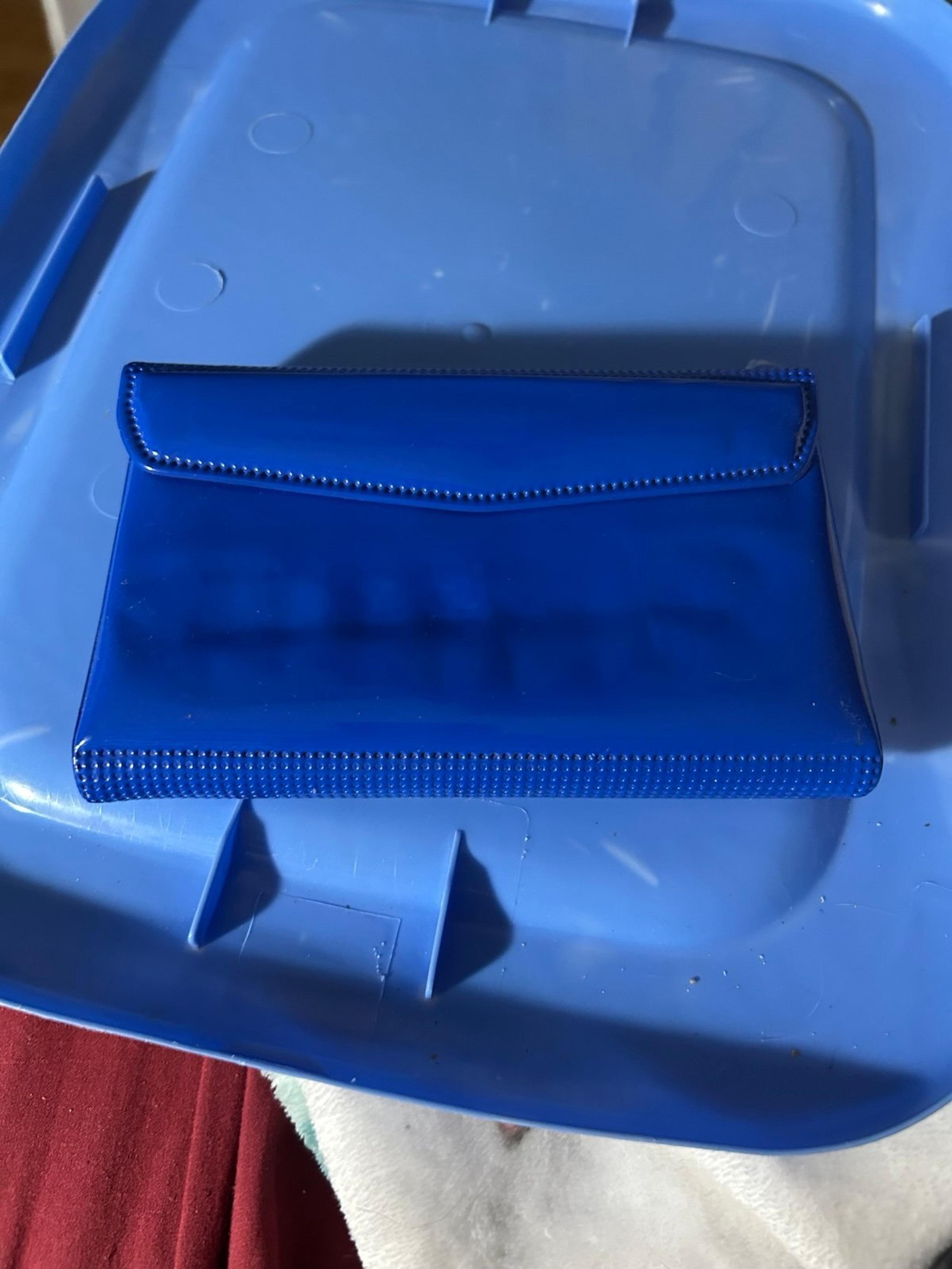 Vintage Avon Cobalt Blue Patent Leather Complete Organizer from 1986.