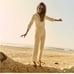 Faherty Women's L Overland Twill Jumpsuit Natural Cream White Boiler Utilitarian